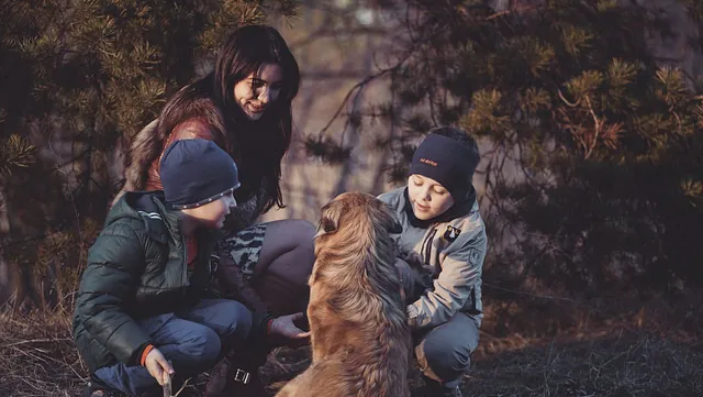 Family in a forest